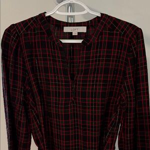 LOFT Red, Black, Green plaid Dress